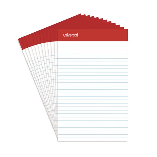 Notebooks & Pads | Universal M9-46300 50-Sheet 5 in. x 8 in. Perforated Writing Pads - Narrow Rule, White (1 Dozen) image number 0