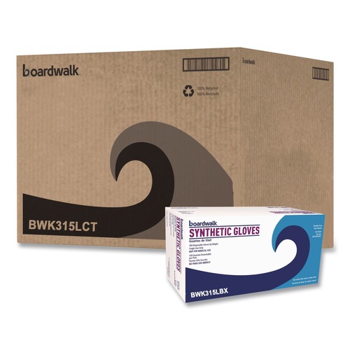 Disposable Gloves | Boardwalk BWK315LCT 4 mil 9.5 in. Long Powder-Free Synthetic Vinyl Gloves - Large, Cream (100/Box, 10 Boxes/Carton) image number 0