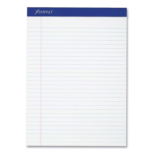 Notebooks & Pads | Ampad 20-320 (50) White 8.5 in. x 11.75 in. Sheets Wide/Legal Rule Perforated Writing Pads (1-Dozen) image number 0
