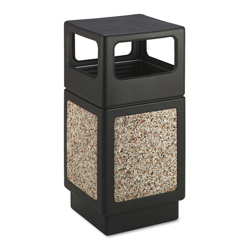 Trash & Waste Bins | Safco 9472NC Canmeleon 38-Gallon Side-Open Aggregate Panel Receptacles - Black image number 0