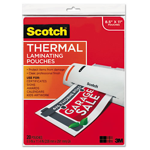 Labels | Scotch TP3854-20 9 in. x 11.5 in. 3 mil Laminating Pouches - Gloss Clear (20/Pack) image number 0