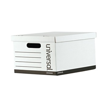 Universal 9523001 12 in. x 15 in. x 10 in. Letter/Legal Files Basic-Duty Economy Record Storage Boxes - White (10/Carton)