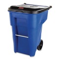 Trash & Waste Bins | Rubbermaid Commercial FG9W2700BLUE Brute 50 Gallon Square Plastic Rollout Container - Blue image number 0