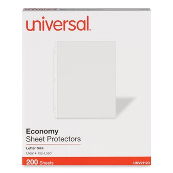 Universal UNV21123 8-1/2 in. x 11 in. Economy Standard Sheet Protector - Clear (200/Box)