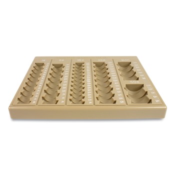 CONTROLTEK 500025 7.75 in. x 10 in. x 1.5 in. 6-Compartments Stackable Plastic Coin Tray - Tan
