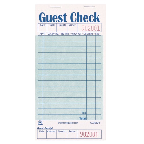 Notebooks & Pads | AmerCareRoyal GC3632-1 3.5 in. x 6.7 in. 15 Lines One-Part No Copies Guest Check Pad with Ruled Back (2500/Carton) image number 0