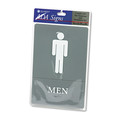 Floor Signs & Safety Signs | Headline Sign 4817 6 in. x 9 in. Men Restroom Symbol with Tactile Graphic Molded Plastic ADA Sign - Gray image number 0