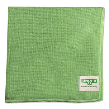 CLEANING CLOTHS | Unger MF400 16 in. x 15 in. SmartColor Microfiber MicroWipes - Green (10/Pack)