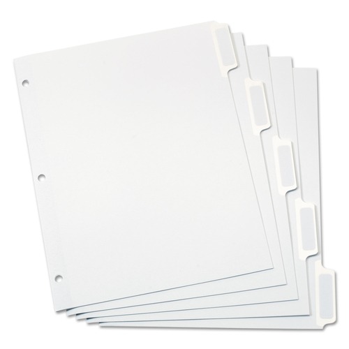File Folders | Oxford 11314EE 11 in. x 8.5 in. 5-Tab Custom Label Tab Dividers with Self-Adhesive Tab Labels - White (25/Box) image number 0