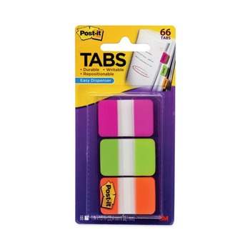  | Post-it Tabs 686-PGO 1 in. Wide 1/5-Cut Plain Solid Color Tabs - Assorted Bright Colors (66/Pack)