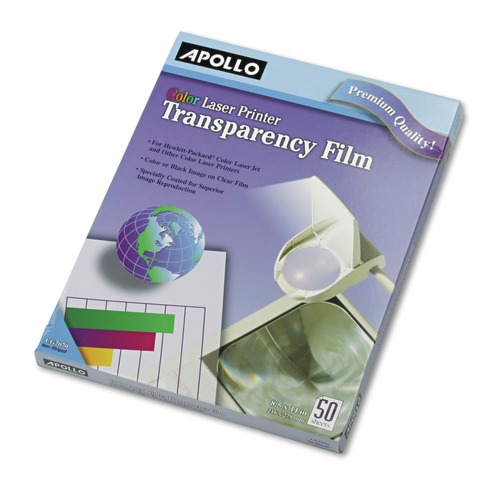 Copy & Printer Paper | Apollo VCG7070E-A 8.5 in. x 11 in. Color Laser Transparency Film (50/Box) image number 0