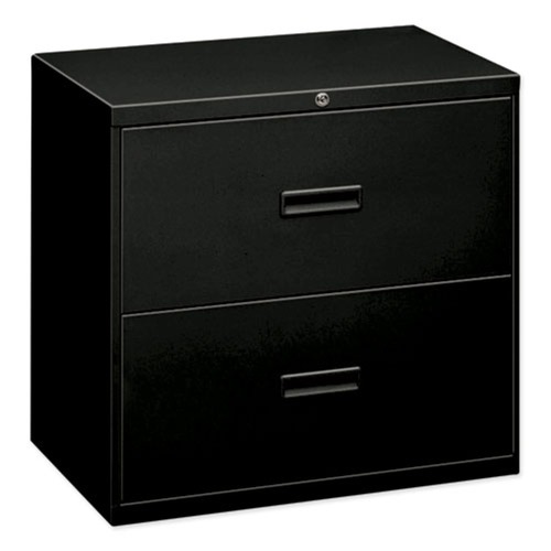 Office Filing Cabinets & Shelves | HON H432.L.P 400 Series 30 in. x 18 in. x 28 in. 2 Legal/Letter Size Lateral File Drawers - Black image number 0