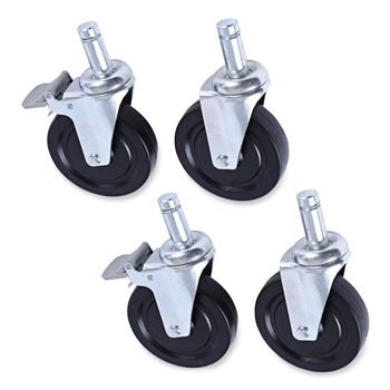 Alera ALESW590004 5 in. Wheel Grip Ring Stem Optional Casters for Wire Shelving - Black (4/Set)