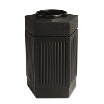 TRASH WASTE BINS | Safco 9485BL 30 Gallon Polyethylene Canmeleon Indoor/Outdoor Pentagon Receptacle - Black