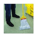 Labor Day Sale | Boardwalk BWK553 Rayon/Polyester Wide Floor Finish Mop Head - Large, White/Blue (12/Carton) image number 3