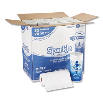 Georgia Pacific Professional 2717201 11 in. x 8.8 in. 2-Ply Sparkle Premium Perforated Paper Kitchen Towel Roll - White (30 Rolls/Carton)
