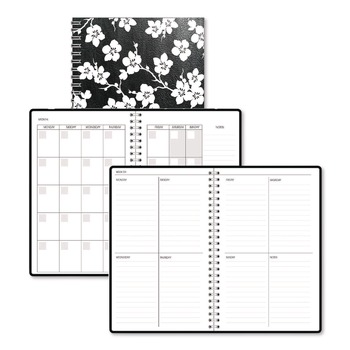 House of Doolittle 2121-52 Recycled Non-Dated Monthly/Weekly Cherry Blossoms Planner - Black/White Cover