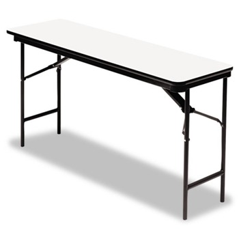 Iceberg 55287 OfficeWorks 72 in. x 18 in. x 29 in. Commercial Wood-Laminate Rectangular Folding Table - Gray Top/Charcoal Base