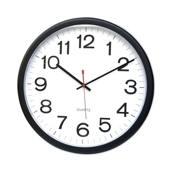Universal UNV11381 13.5 in. Round Indoor/Outdoor Wall Clock - Black Case