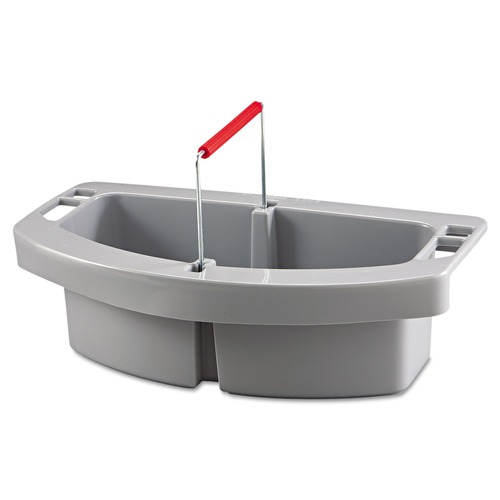 Cleaning Carts | Rubbermaid Commercial FG264900GRAY 2-Compartment 16 in. x 9 in. x 5 in. Maid Caddy - Gray image number 0