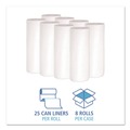 Trash & Waste Bins | Boardwalk H6036HWKR01 30 Gallon 0.6 mil 30 in. x 36 in. Perforated Roll Low-Density Waste Can Liners - White (25 Bags/Roll, 8 Rolls/Carton) image number 3