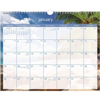 AT-A-GLANCE DMWTE828 12-Month (Jan to Dec): 2026 15 in. x 12 in. Tropical Escape Photography Tropical Escape Wall Calendar - Pale Blue/Multicolor Sheets