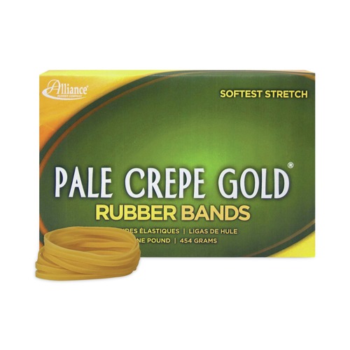 Rubber Bands | Alliance 20325 0.04 in. Gauge, Pale Crepe Gold Rubber Bands - Size 32, Crepe (1100-Piece/Box) image number 0