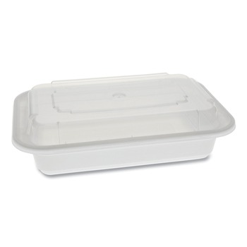 Pactiv Corp. NC8168 Newspring VERSAtainer 5 x 7.25 x 2 16 oz Rectangular Plastic Microwavable Containers - White/Clear (150/Carton)