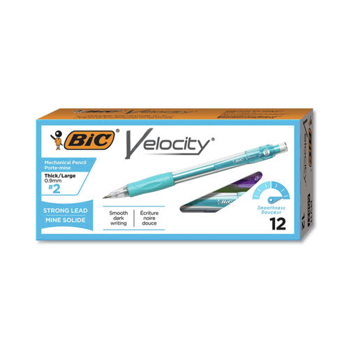 Pens | BIC MV11 BLK 0.9 mm HB (No. 2) Velocity Original Mechanical Pencil - Black Lead/Turquoise Barrel (1-Dozen) image number 0
