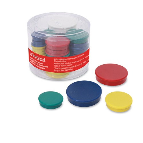 Office Accessories | Universal UNV31251 High-Intensity Circle Magnets - Assorted (30/Pack) image number 0