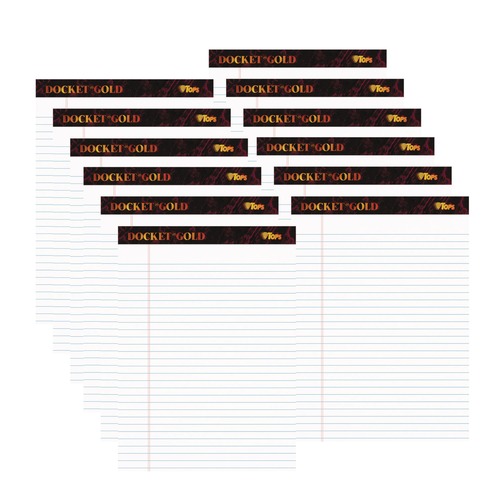 Notebooks & Pads | TOPS 63960 (50) White 8.5 in. x 11.75 in. Sheets Wide/Legal Rule Docket Gold Ruled Perforated Pads (12/Pack) image number 0