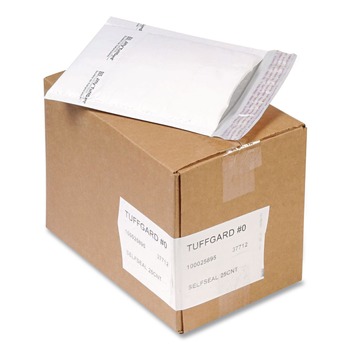 Sealed Air 100730768 Jiffylite #0 Barrier Bubble Air Cell Cushion Self-Adhesive Closure Self-Seal 6 in. x 10 in. Bubble Mailer - White (200/Carton)