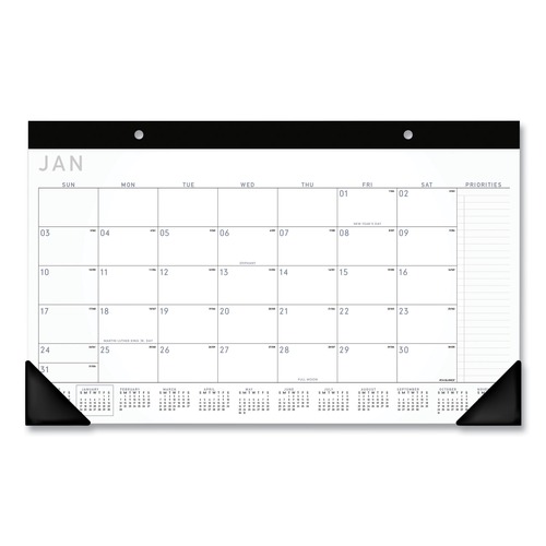 Notebooks & Pads | AT-A-GLANCE SK14X00 12 Month: Jan 2026 to Dec 2026 18 in. x 11 in. Contemporary Monthly Desk Pad - White Sheets, Black Binding/Corners image number 0