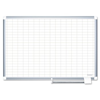 MasterVision CR1230830 72 in. x 48 in. Board 1 x 2 Grid Magnetic Dry Erase Planning Board - White Porcelain Steel Surface, Silver Aluminum Frame