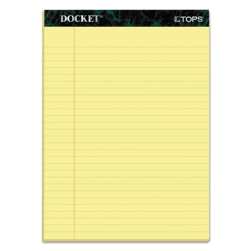Notebooks & Pads | TOPS 63400 (50) Canary-Yellow 8.5 in. x 11.75 in. Sheets Wide/Legal Rule Docket Ruled Perforated Pads (12/Pack) image number 0
