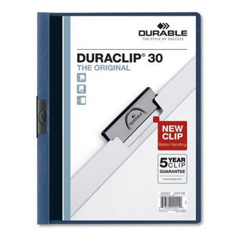 Durable 220307 DuraClip Report Cover - Clear/Dark Blue (25/Box)