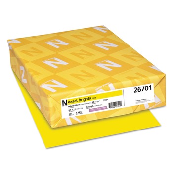  | Neenah Paper 26701 8.5 in. x 11 in. 20 lbs Bond Weight Exact Brights Paper - Bright Yellow (500/Ream)