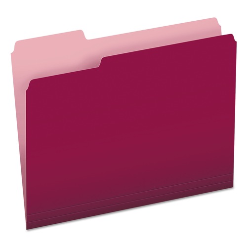 Just Launched | Pendaflex 152 1/3 BUR 1/3-Cut Tabs Assorted Letter Size Colored File Folders - Burgundy/Light Burgundy (100/Box) image number 0
