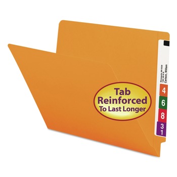Smead 25510 0.75 in. Expansion Shelf-Master Reinforced End Tab Colored Folders - Letter Size/Orange (100/Box)