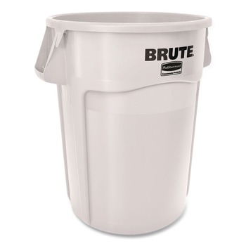 Rubbermaid Commercial 1779740 BRUTE 44 Gallon Vented Round Resin Container - White (4/Carton)