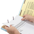 File Folders | Smead 18730 1 Divider Four SafeSHIELD Fasteners Legal Size Four-Section Pressboard Top Tab Classification Folders - Blue (10/Box) image number 5