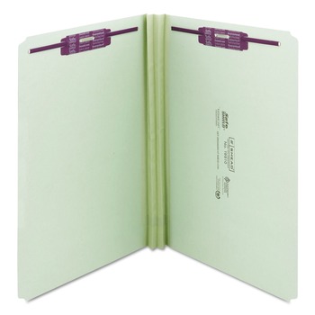 Smead 19910 2 in. Expansion Recycled Pressboard Fastener Folders with Two SafeSHIELD Fasteners - Legal Size/Gray-Green (25/Box)