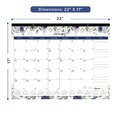 Bulletin Boards | Blueline C194128 12-Month (Jan-Dec): 2026 22 in. x 17 in. Floral Artwork Monthly Desk Pad Calendar - Black Binding, White/Multicolor Sheets image number 1