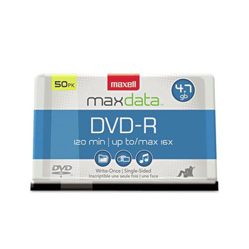 Maxell 638011 4.7 GB 16x DVD-R Spindle Recordable Disc - Gold (50/Pack)