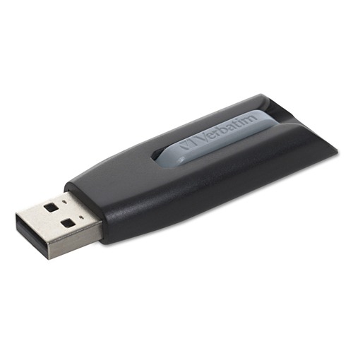 Office Electronics & Batteries | Verbatim 49168 256 GB Store 'n' Go V3 USB 3.0 Drive - Black/Gray image number 0