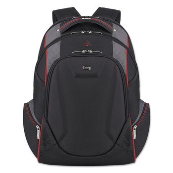 SOLO ACV711-4 12.5 in. x 8 in. x 19.5 in. Polyester Launch Laptop Backpack Fits Devices Up to 17.3 in. - Black/Gray/Red