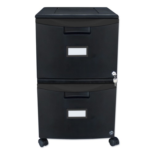 Office Filing Cabinets & Shelves | Storex 61312B01C 14.75 in. x 18.25 in. x 26 in. 2 Legal/Letter-Size File Drawers Mobile Filing Cabinet - Black image number 0