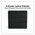 Office Filing Cabinets & Shelves | Alera 25505 42 in. x 18.63 in. x 40.25 in. 3 Legal/Letter/A4/A5 Size Lateral File Drawers - Black image number 4