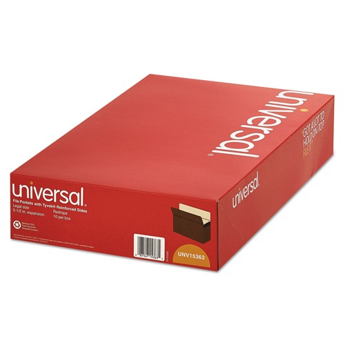 Report Covers & Pocket Folders | Universal UNV15363T 5.25 in. Expansion Legal Size Expanding File Pockets - Redrope (10/Box) image number 0