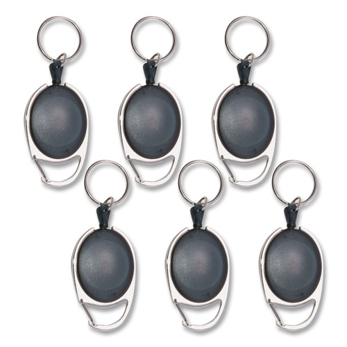 Label & Badge Holders | Advantus 75553 30 in. Extension Carabiner-Style Retractable ID Card Reel - Smoke (6/Pack) image number 0